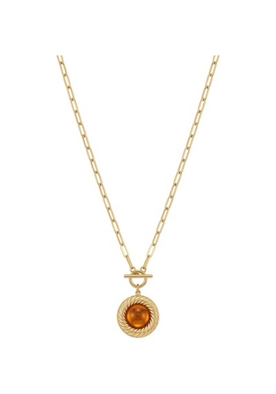 Kadın Amber Taşlı Vintage Tasarım Kolye Altın - 931241236 Altın
