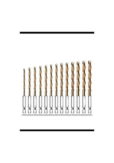 Tr Hss Matkap Ucu 1/4 Hex 13 Parça Titanyum Kaplama 1.5-6.5mm, 7430000722460