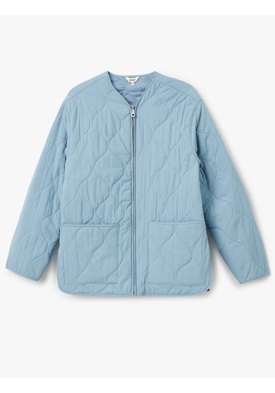 Koton Cepli Fermuarlı Oversize Kapitone Mont Mavi 5sak20037ew Mavi