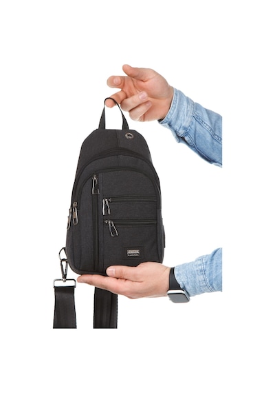 Torz Unisex Siyah Omuz Çantası Su Geçirmez Kanvas Kumaş Body Bag Çift Taraflı Çapraz Postacı Çanta Antrasit