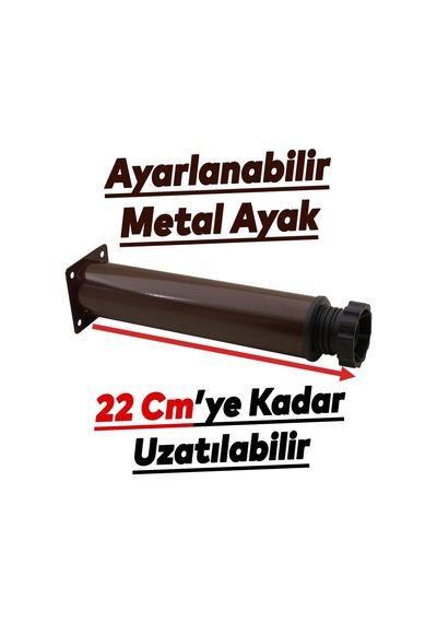 Badem10 Ayarlanabilir Mobilya Kanepe Baza Koltuk Metal Destek Yükseltici Kahve Ayağı Ayakları 20 Cm 4 Adet 6395751