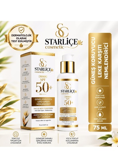 Starliçe Leke Karşıtı Nemlendirici ve Koruyucu Güneş Kremi SPF50+ 75 ML