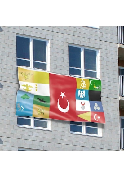 17 Eski Türk Devletleri Tek Poster Raşel Bayrak 120x250 Cm 1
