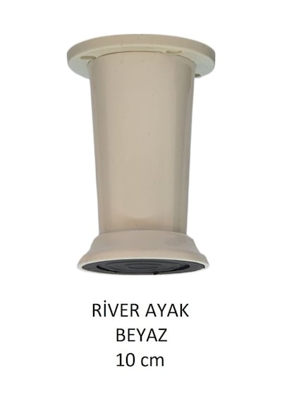 River Ayak, Plastik Mobilya Ayağı, 10 Cm, Vidalar Dahil, Beyaz Beyaz