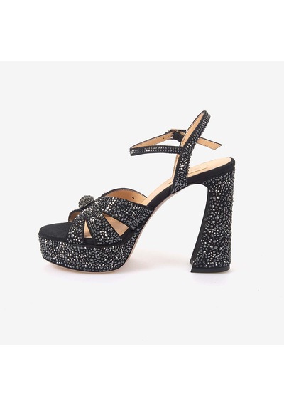 Hawen Angels Kadın Saten 12,5 Cm Platform Topuklu Taşlı Gece & Abiye Ayakkabı 380-75 siyah