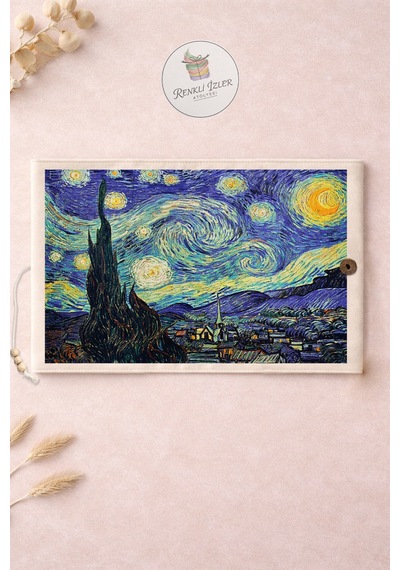 Kitap Kılıfı Ve Metal Kitap Ayracı Seti Van Gogh Yıldızlı Geceler