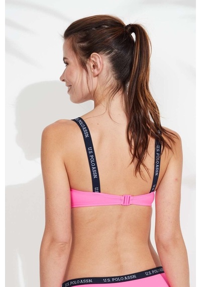U.S. Polo Assn. Kadın Pembe İnce Askılı Bikini Üst 21502