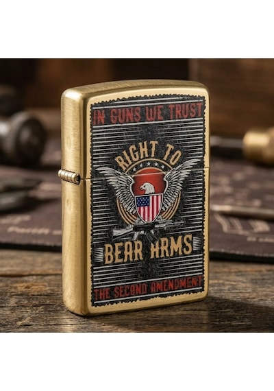 Zippo In Guns We Trust Dizayn Çakmak Sarı