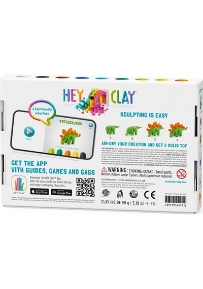 Hey Clay Hava İle Kuruyan Kil 6'lı Kutu - Dinozorlar Stegosaurus, Pachycephalosaurus, Brachiosaurus