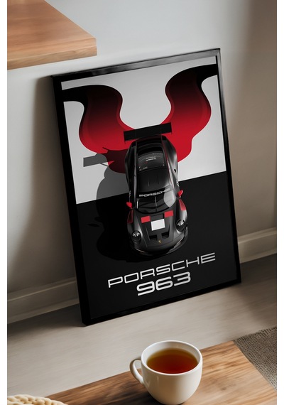 Porsche 939 Siyah Ahşap Çerçeveli Poster, Dekoratif Araba Duvar Tablosu