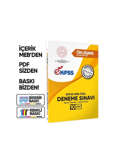 2026 MEB ÖZEL EKPSS Önlisans-Ortaöğretim 10lu Deneme Fasikül Paketi(A4 Renkli Baskı)