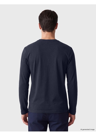 Lcwaıkıkı Classic Lacivert Bisiklet Yaka Baskılı Erkek Sweatshirt