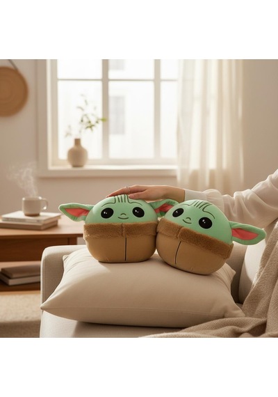 2 Li Baby Yoda Peluş Yastık 20 Cm Star Wars Mandalorian Kürklü Bebek Yoda Oyuncak Yeşil