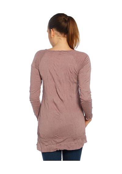 Bulalgiy Kadın Gül Kurusu Casual Uzun Tişört - Bga063463