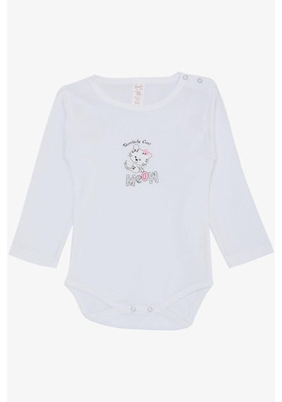 Breeze Kız Bebek Çıtçıtlı Zıbın Body Sevimli Bebek Kedicik Baskılı 9 Ay-3 Yaş, Beyaz-beyaz Beyaz
