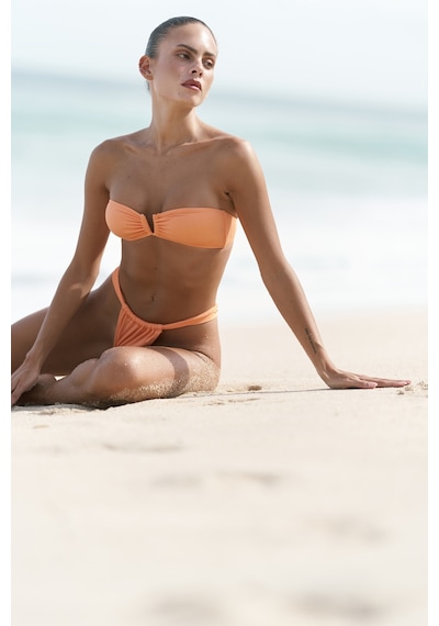 Mai Collection Mai Studios Co. Lahla Büzgü Detaylı Kalın Bant Turuncu Bikini Altı Turuncu