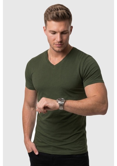Deepsea Haki V Yaka Slim Fit Erkek Tişört 1801165 Haki