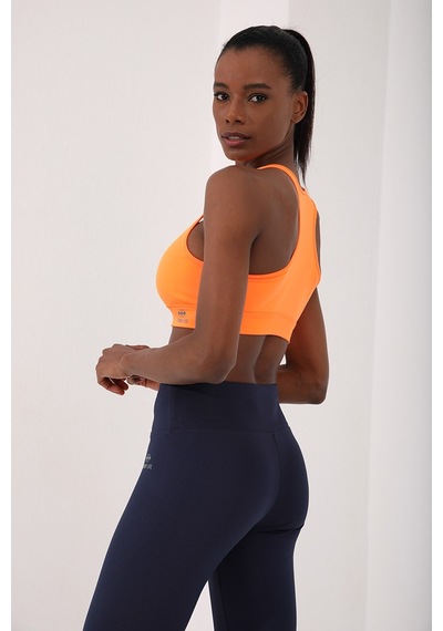 Tommy Life Neon Oranj Sırt Detaylı Dar Kalıp U Yaka Kadın Spor Büstiyer - 97120 Turuncu