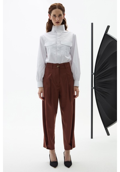 Rebellion Nicola Wool Pants Kahverengi