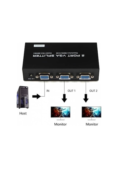 Aghbilgisayar Vga Çoklayıcı Vga Splitter 2 Port Vga Video Splitter 1 In 2 Out