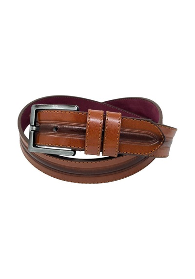 Süzer Deri Taba Suni Deri Ortası Desenli Model 4 Cm.lik Spor Kemer - 9023-52-22rl Taba