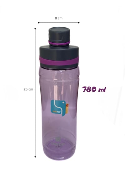 780 Ml Plastik Motivasyon Matarası Kilitli Ve Taşıma Kulplu Koyu Mor
