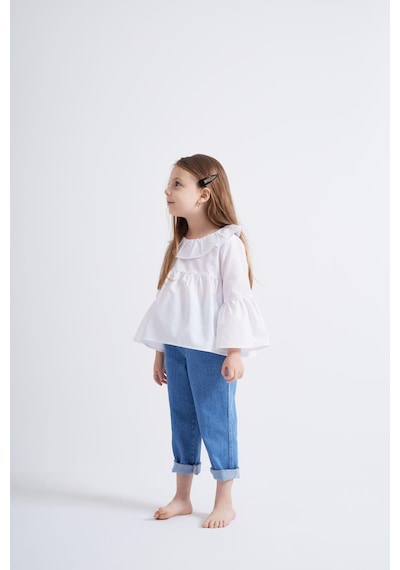 Oliventhekid Beyaz Poplin Bluz Beyaz Beyaz