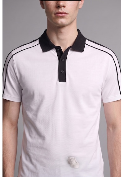 Defacto Loose Fit Polo Yaka Şerit Detaylı Kısa Kollu Tişört H4427ax26auwt34 Beyaz-wt34