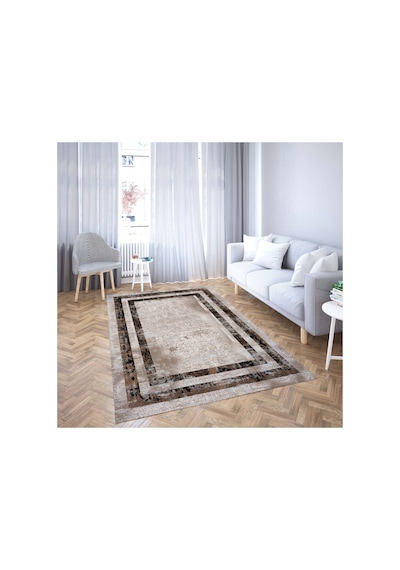 Vicenza Makinede Yıkanabilir Kaymaz Taban Dekoratif Modern Mutfak Yolluk Koridor Ve Salon Halısı Kahverengi