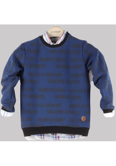Alexandergardi Alexandergardı Desenli Bisiklet Yaka Çocuk Sweatshirt C22-90400 001 Lacivert