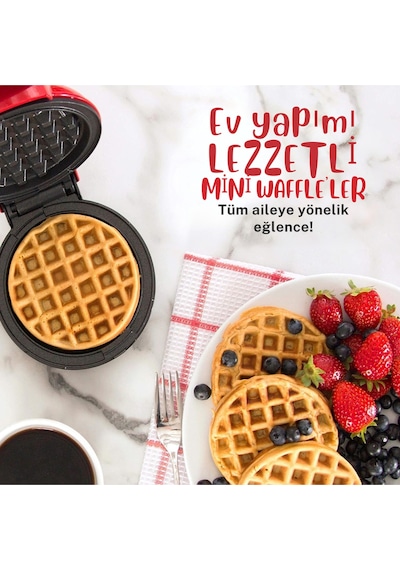 Dash Mini Yapışmaz Waffle Makinesi, Hızlı Isınan Ve Kullanıcı Dostu Mutfak Ekipmanları Kırmızı 189437344