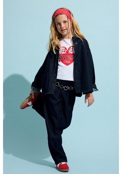 Defacto Wıde Leg Esnek Belli Jean Pantolon Kız Çocuk H8897a826aunm34 Mavi-nm34