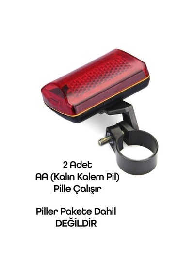 Bisiklet Tekli Arka Işık Pilli 300 Lümen 3 Mod Flaşörlü Bisiklet Arka Farı Led Işık Kırmızı 4445 Kırmızı