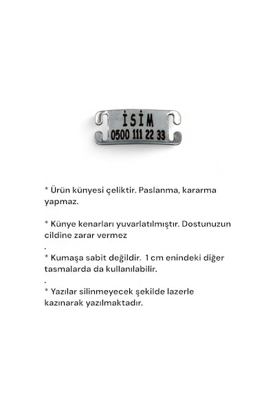 Caramelos İsimli Kedi Tasması, İsimlikli Kedi Tasması, Kedi Künyesi, Sallanmayan İsimlik, Kedi İsimlik Çelik Pemb Diğer