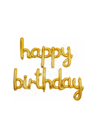 Happy Birthday El Yazısı Folyo Balon Gold Altın