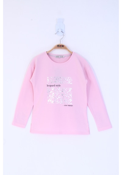 Toontoy Kids Toontoy Kız Çocuk Leopard Style Baskılı Tişört Açık Pembe