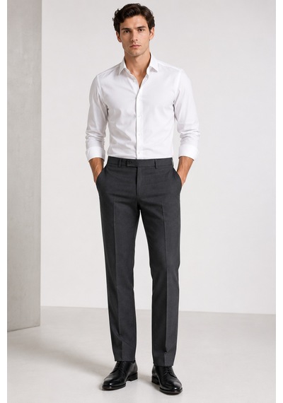 Bihan Store Erkek Düz Kesim Zeta Gabardin Kumaş Slim Fit Pantolon 2026-füme