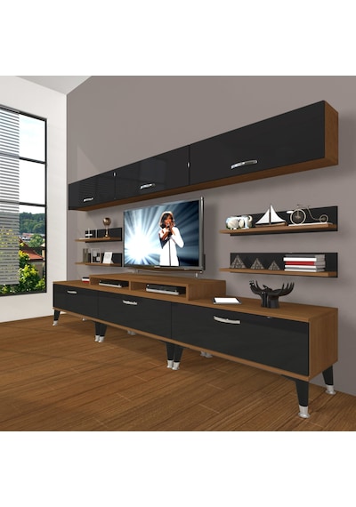 Decoraktiv Ekoflex 8y Slm Silver Tv Ünitesi Tv Sehpası Ceviz - Siyah