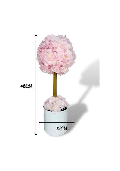 Yapay Çiçek Beyaz Metal Saksıda Bahardalı Japon Kiraz Çiçeği Ağacı 45 15cm