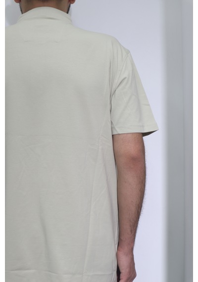 Santa Dmctekstil Erkek Desenli Spor Kesim Rahat Kalıp Polo Yaka Battal T-shirt Koyu Bej