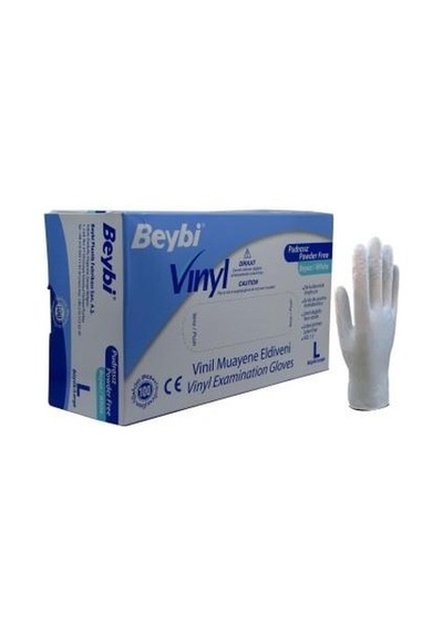 Beybi Vinil Pudrasız Muayene Eldiveni 100'lü