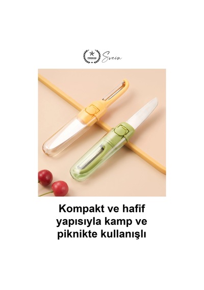 Çift Taraflı Meyve Sebze Bıçağı Soyacak Uçlu Paslanmaz Çelik Kılıflı Mutfak Gereci Salatalık Limon D