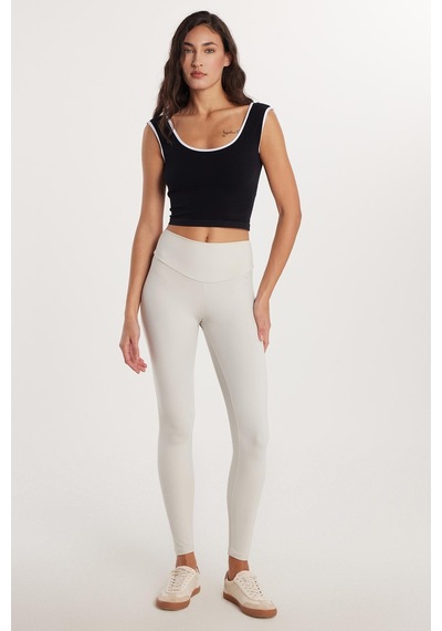 Tudors Kadın Süper Slim Beli Lastikli İnterlok Standart Boy Normal Bel Gri Tayt-33530 Gri