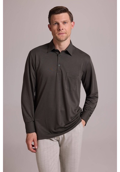 Ysf Erkek Koyu Yeşil Polo Yaka Sweatshirt