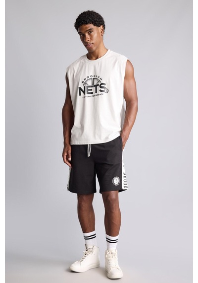Defacto Nba Brooklyn Nets Bisiklet Yaka Boxy Fit Bisiklet Yaka Atlet H8273ax26augr519 Gri-gr519