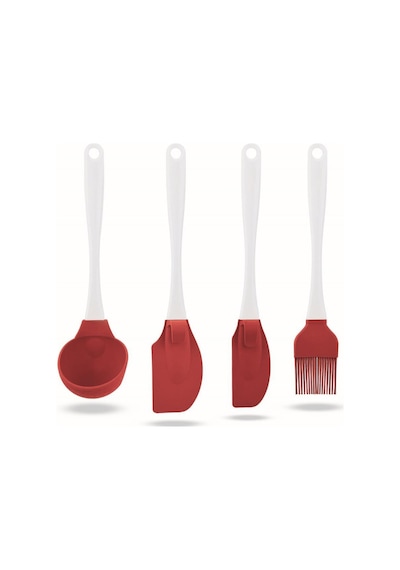 Silicolife Silikon Kepçe + Büyük - Küçük Spatula + Fırça Servis Seti
