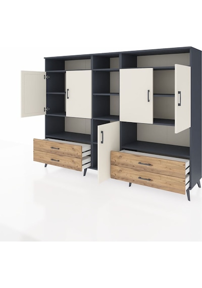Hyperion Dolap 12 Raflı 4 Çekmeceli 5 Kapaklı 220x44x163 Antrasit Antrasit-aytaşı/çam Hyperion Dolap 12 Raflı 4 Çekmeceli 5 Kapaklı 220x44x163 Antrasit Antrasit-aytaşı/çam