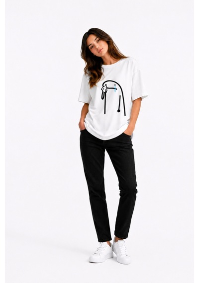 Nevermind Komik Terlik Fırlatan Çöp Adam Çift Tişörtü Oversize Unisex Sevgili Kombini Baskılı Beyaz Beyaz Nevermind Komik Terlik Fırlatan Çöp Adam Çift Tişörtü Oversize Unisex Sevgili Kombini Baskılı Beyaz Beyaz