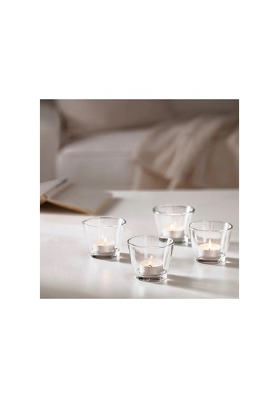 8 Adet Tealight Mumluk 6x8 Cm Cam Tealight Mum Kabı Dekoratif Salon Mumluğu Şeffaf - 918196321 Şeffaf