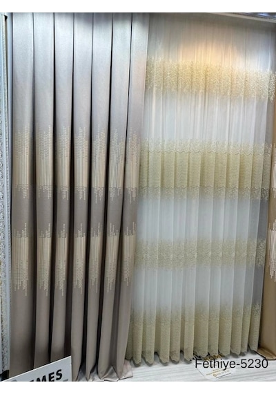 Nivemeshome Fethiye 614178 Taş V-5230 1/3 Sık Pileli Fon Perde Apm Taş